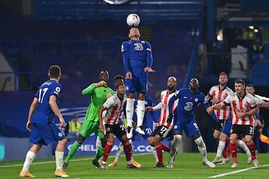 Chelsea's Thiago Silva heads the ball away from a corner kick at Stamford Bridge. Image for representation PA