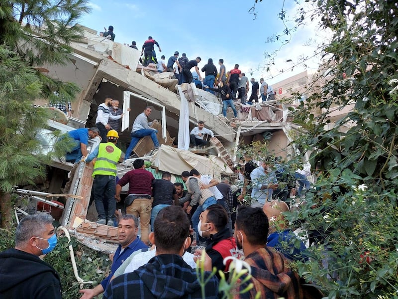 A search for survivors at a collapsed building in Izmir. Reuters