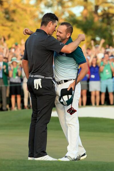 Justin Rose, left, and Sergio Garcia are the only other players in it to win it. Andrew Redington / Getty Images