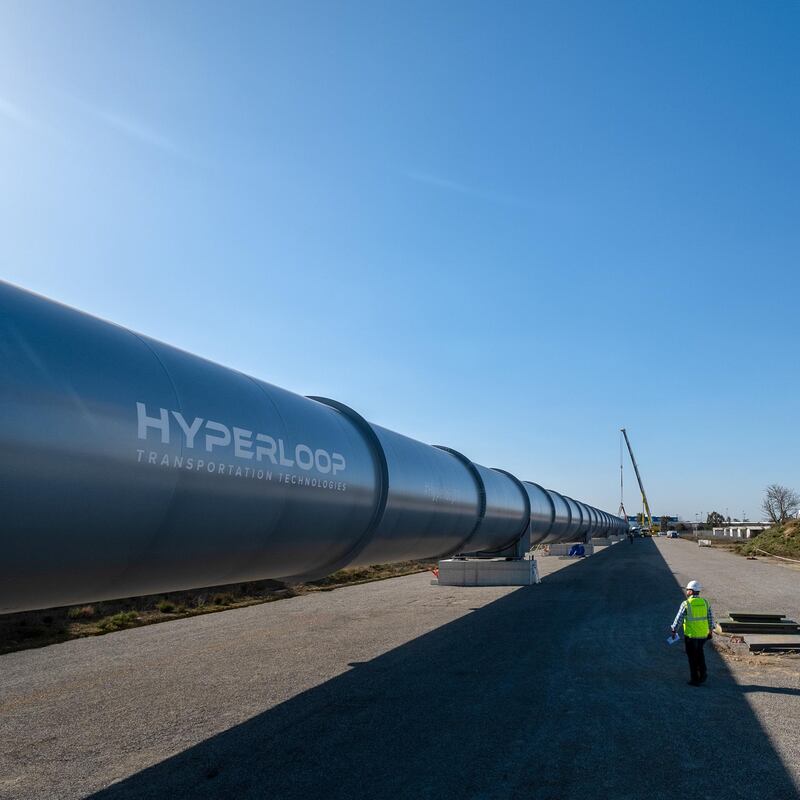 A 320 metre Hyperloop test track is being finalised in Toulouse, France so testing of the Quintero One capsule can begin. Courtesy Hyperloop Transportation Technologies