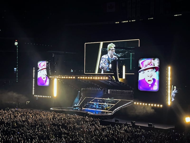Sir Elton John told fans in Canada he was emotional following the 'very sad' death of the queen. AP