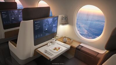 Overture promises to offer a combination of tranquility, comfort and productivity from takeoff to landing. Courtesy Boom