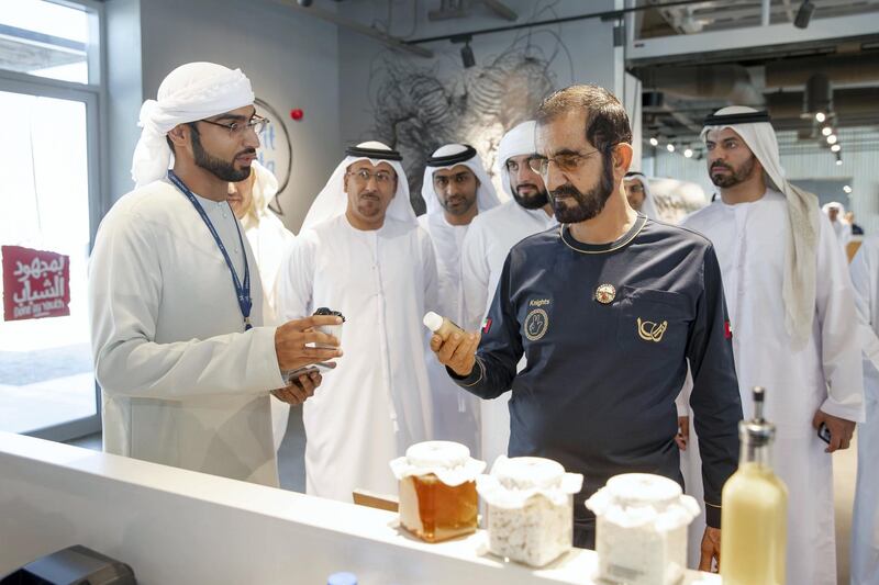 Sheikh Mohammed bin Rashid is briefed on projects developed between Dubai Municipality and Meraas, which aims to rehabilitate and develop the environmental aspects of Hatta. Wam