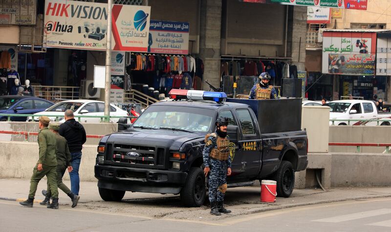 Iraqi Federal Police Forces in central Baghdad in December 2021. Iraqi police are often unable to stop complex tribal disputes turning violent. EPA