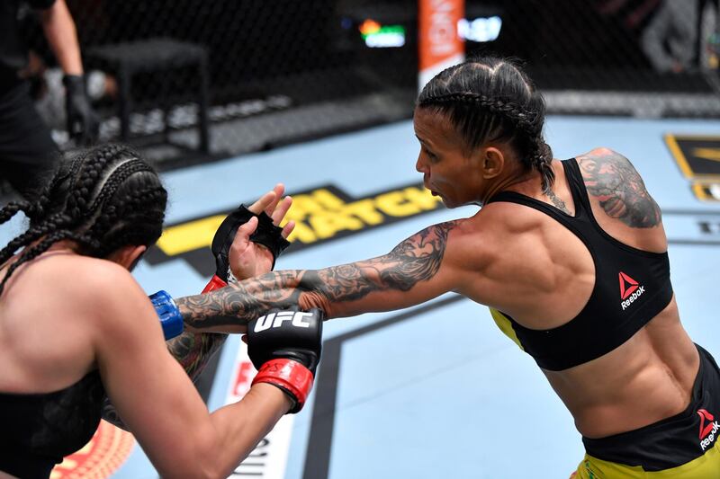 Amanda Lemos of Brazil fights compatriot Livinha Souza in their strawweight figh. USA TODAY Sports
