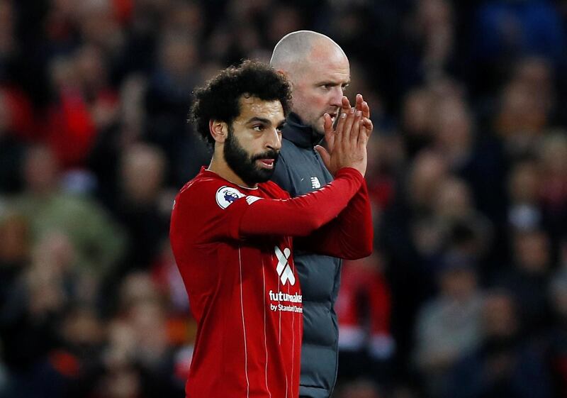 Mohamed Salah leaves the field to be substituted. AFP