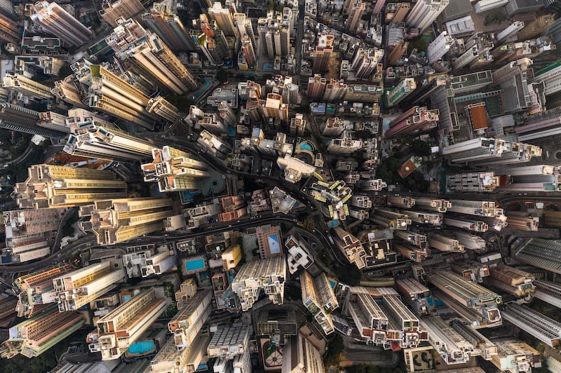 Commercial and residential buildings in Hong Kong. All photos by Dale de la Rey / AFP