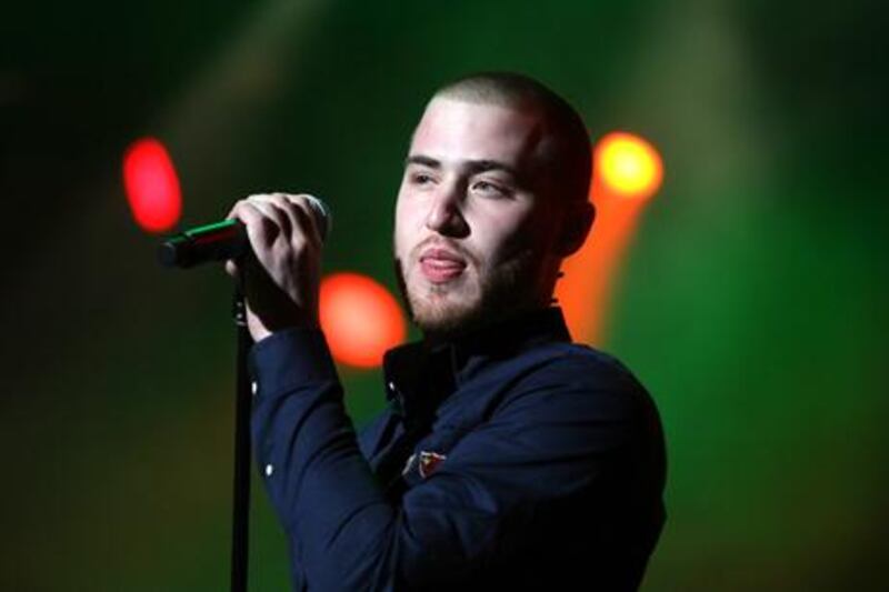 United Arab Emirates - Dubai - February 10, 2011.

NATIONAL: Mike Posner performs at the 2011 Gulf Bike Week in Dubai's Festival City Centre on Thursday, February 10, 2011. Amy Leang/The National