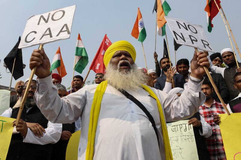 Demonstrators protest against the Indian government's proposed Citizenship Amendment Act and National Register of Citizens, in Amritsar back in February 2020. AFP