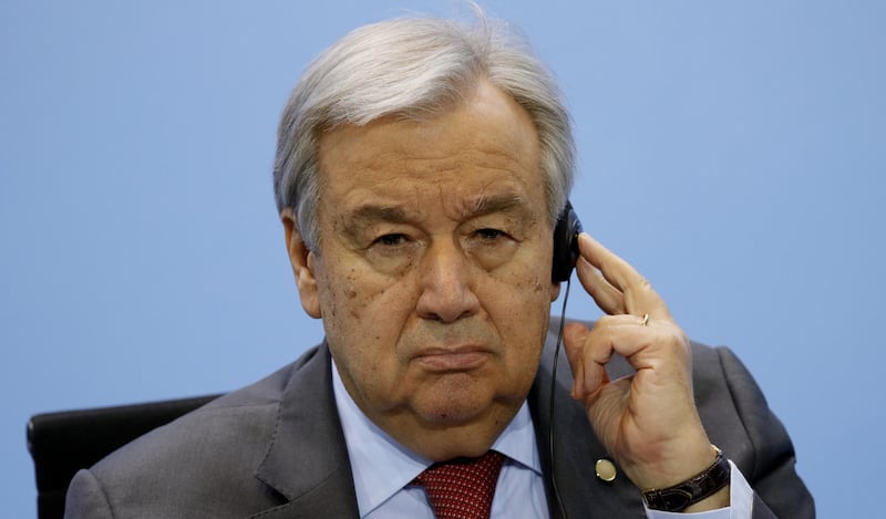 Secretary General of the United Nations (UN), Antonio Guterres attends a press conference on the International Libya Conference in Berlin. Getty Images