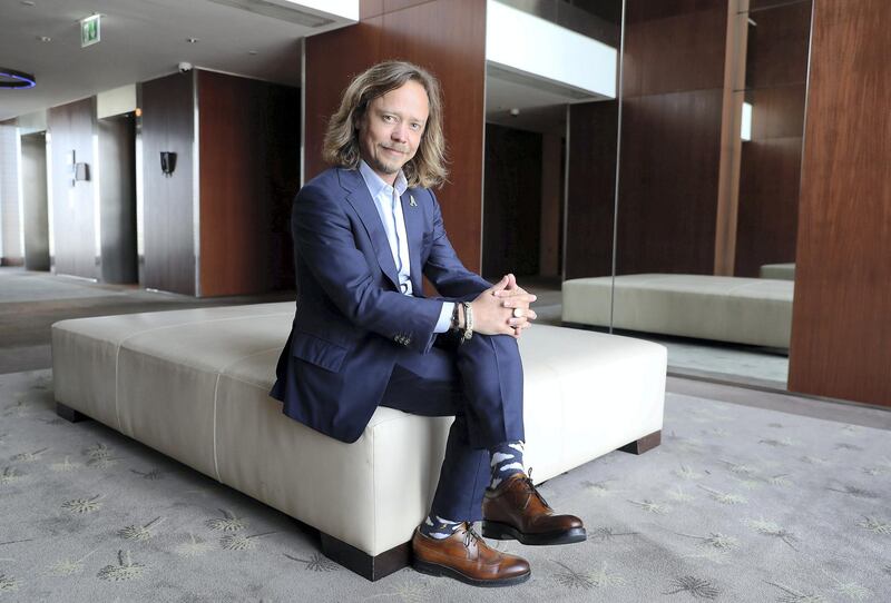 Brock Pierce, an American entrepreneur, philanthropist, former US Presidential candidate and actor known for his work in the cryptocurrency industry at the InterContinental hotel in Dubai Festival City in Dubai on May 25,2021. Pawan Singh / The National. Story by David