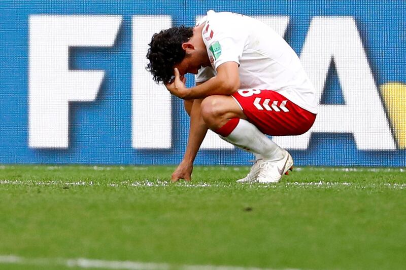 Denmark's Thomas Delaney reacts after the match. Michael Dalder / Reuters