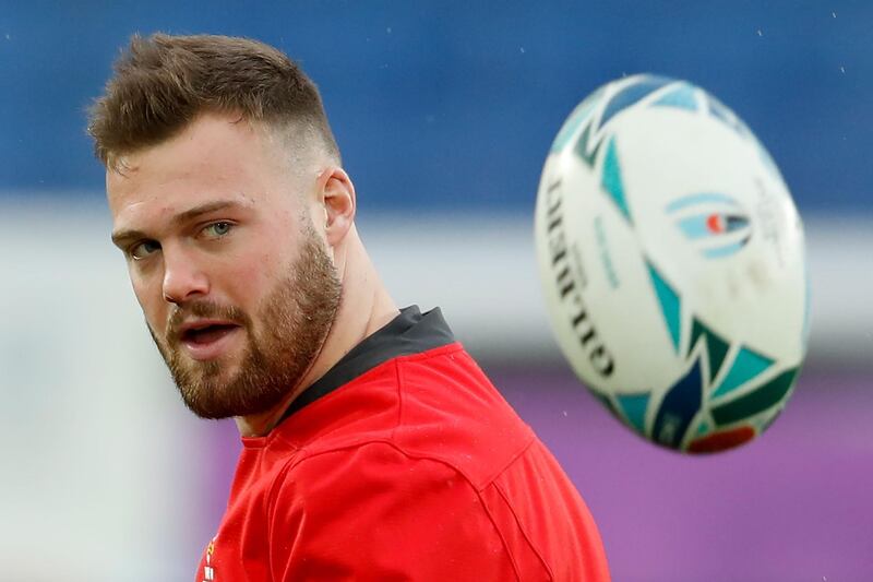 Wales' Owen Lane takes part in a training session at the International Stadium Yokohama before Sunday's Rugby World Cup semi-final against South Africa. AFP