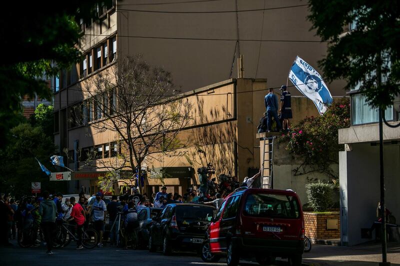 Fans of Diego Maradona show their support as Maradona is transferred from La Plata to Buenos Aires for his operation. EPA