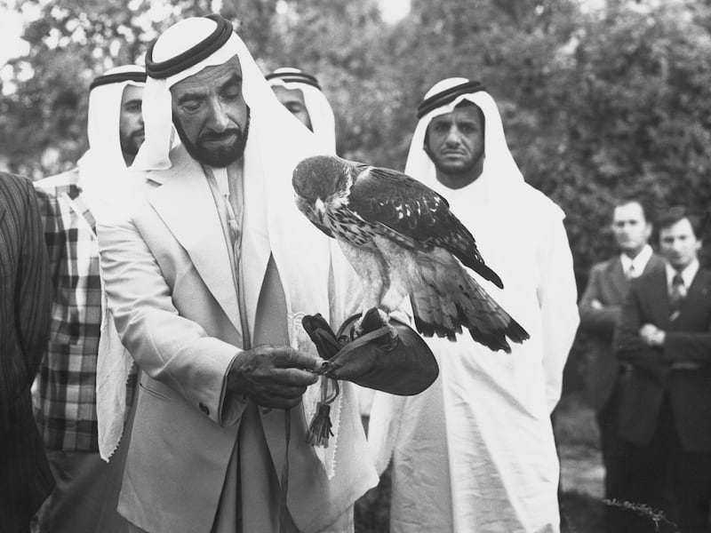 An image from the Itihad archive. Courtesy Al Itihad.
Abu Dhabi, UAE. Sheikh Zayed hunting and horse riding. *** Local Caption ***  Z (45).JPG