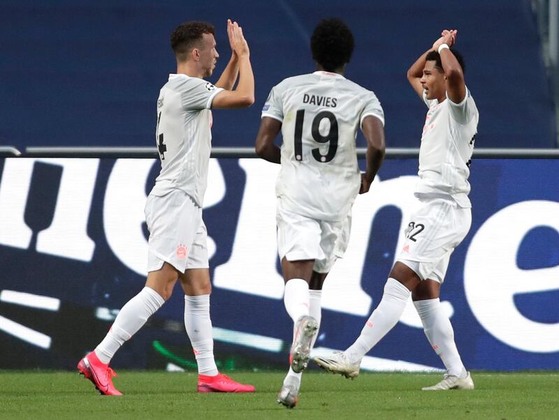 Croatian midfielder Ivan Perisic (L) celebrates putting Bayern 2-1 ahead. AFP