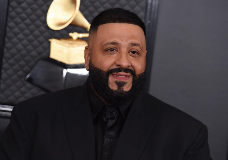 FILE - DJ Khaled arrives at the 62nd annual Grammy Awards on Jan. 26, 2020, in Los Angeles. DJ Khaled latest maximalist album, "Khaled Khaled," features a total of 29 rappers and singers across 13 tracks. (Photo by Jordan Strauss/Invision/AP, File)