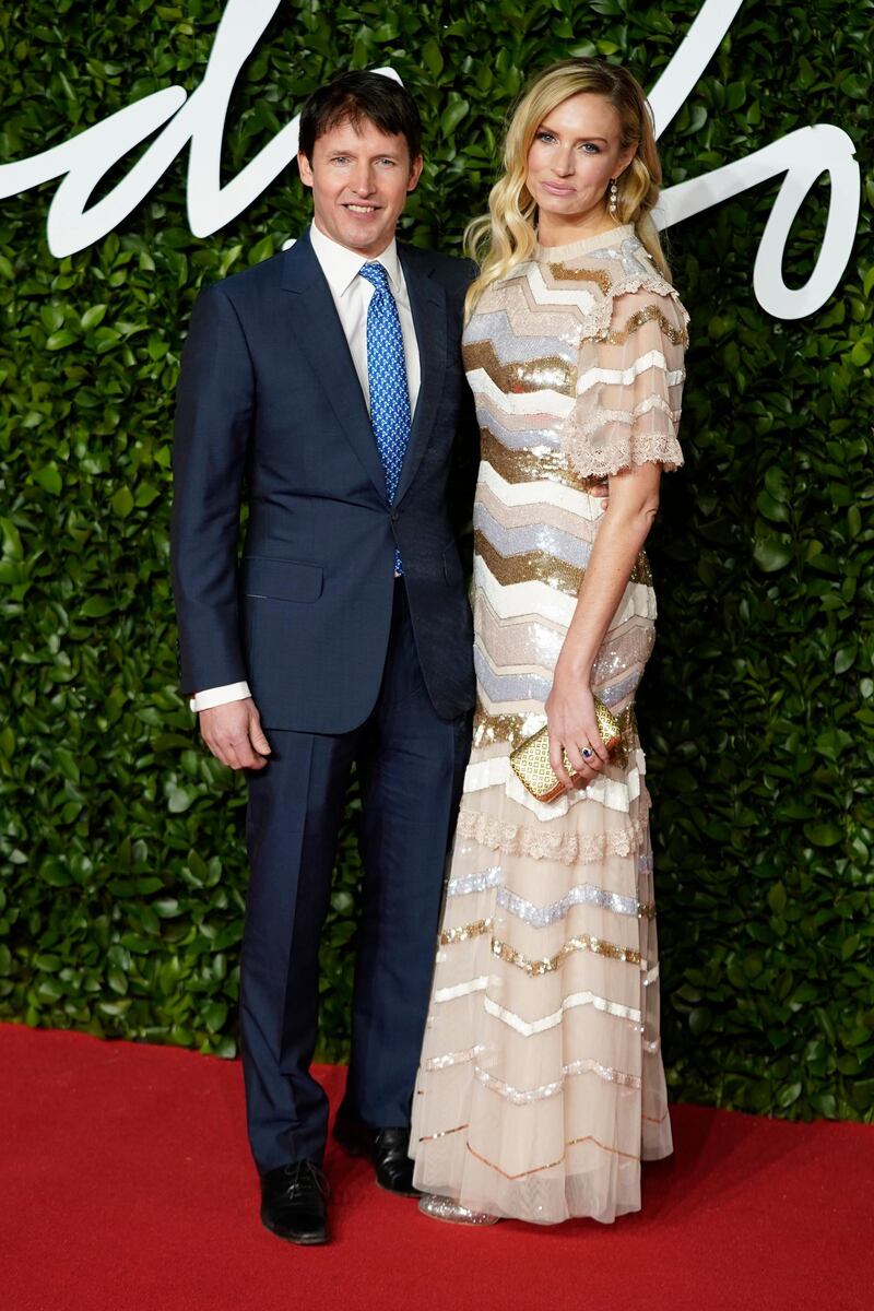 James Blunt and Sofia Wellesley arrive at the 2019 British Fashion Awards in London on December 2, 2019. EPA