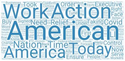 This word cloud shows some of the words most frequently used by President Joe Biden in his tweets. 