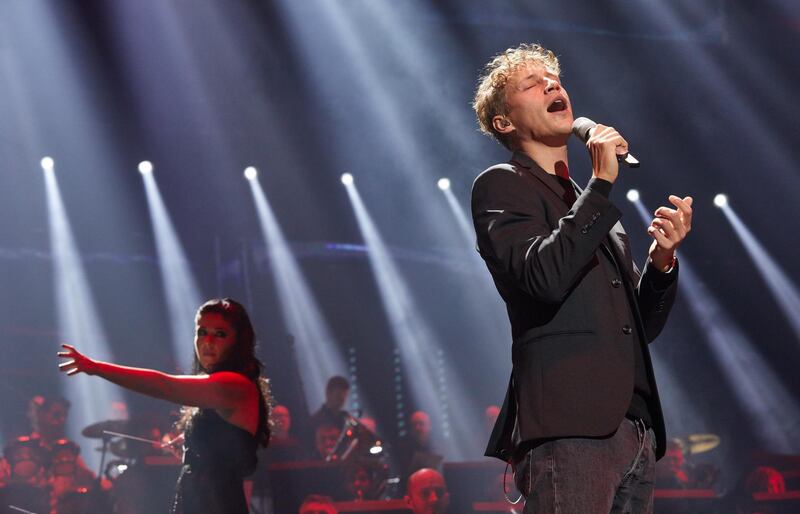 30 November 2018, Hamburg: Tim Bendzko, singer, is on stage at the tour kick-off of "Night of the Proms" in the Barclaycard Arena. This year the Klassik-trifft-Pop format celebrates its 25th anniversary. Photo: Georg Wendt/dpa (Photo by Georg Wendt/picture alliance via Getty Images)