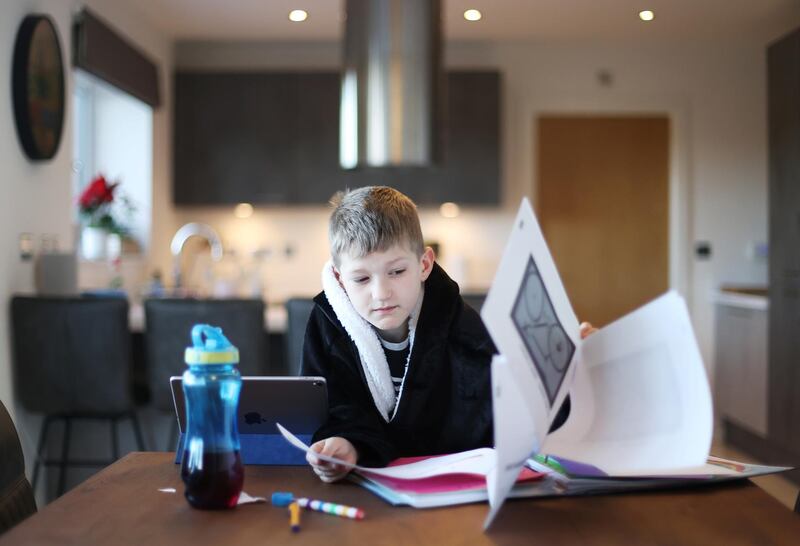 Zac receives online learning from his school at his home in Keele, Staffordshire. Reuters