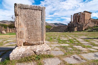 Basilica and Temple des Septimes at the Roman ruins of Djemila, UNESCO World Heritage Site, Algeria, North Africa, Africa