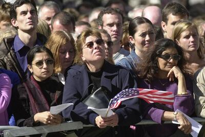 Mourners outside London's St Paul's Cathedral on September 14, 2001, three days after the attacks. AFP 