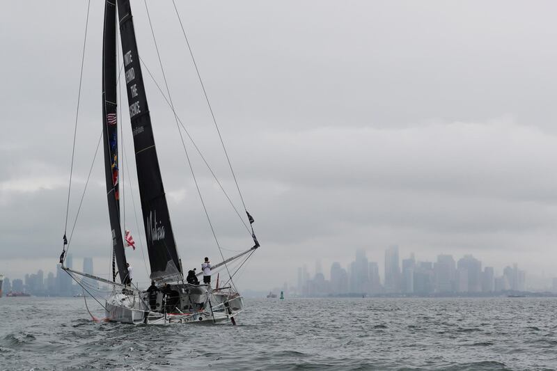 The Malizia II racing yacht carrying Swedish 16-year-old activist Greta Thunberg sails through New York Harbor as she nears the completion of her trans-Atlantic crossing in order to attend a United Nations summit on climate change in New York, U.S., August 28, 2019. REUTERS/Mike Segar