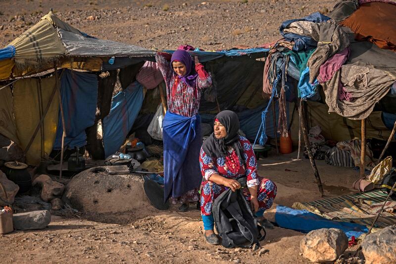 Amazigh women in Amellagou carry out their daily chores.