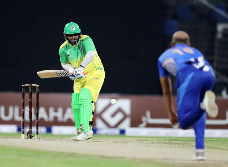 Sharjah, United Arab Emirates - October 10, 2018: Mohammad Shahzad bats for the Paktia during the game between Balkh Legends and Paktia Panthers in the Afghanistan Premier League. Wednesday, October 10th, 2018 at Sharjah Cricket Stadium, Sharjah. Chris Whiteoak / The National