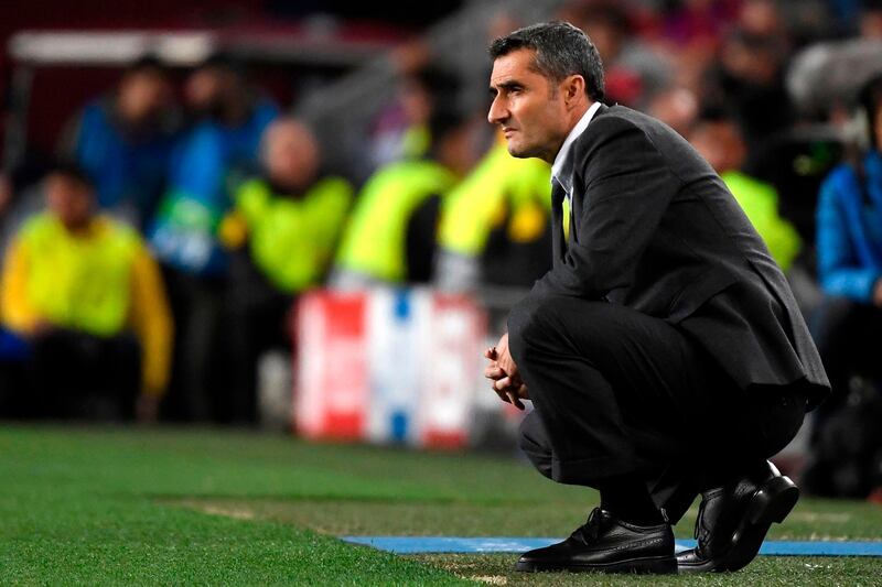 Barcelona's manager Ernesto Valverde watches on. AFP