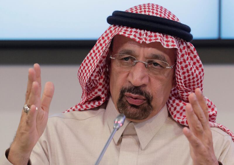 Saudi Arabia's Oil Minister Khalid al-Falih addresses a news conference after an OPEC meeting in Vienna, Austria, November 30, 2017. REUTERS/Heinz-Peter Bader