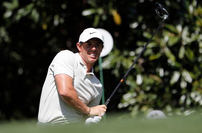 Rory McIlroy of Northern Ireland hits off the 11th tee during the second day of practice for the 2018 Masters golf tournament at Augusta National Golf Club in Augusta, Georgia, U.S. April 3, 2018. REUTERS/Jonathan Ernst