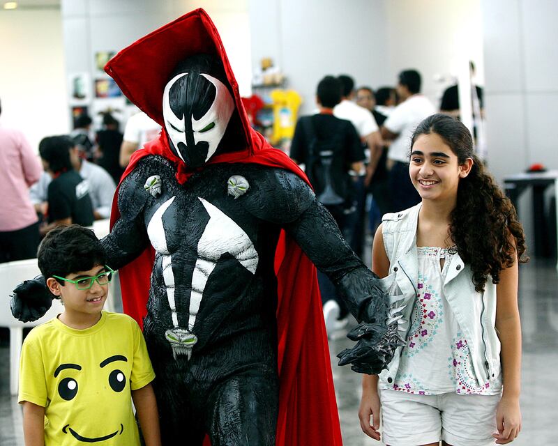 Dubai, United Arab Emirates- July,05, 2013:  Jason Al Moalla, dressed as Comic Book hero Spawn pose for the Photo during the IGN Convention at the Meydan IMAX in Dubai . ( Satish Kumar / The National ) For News