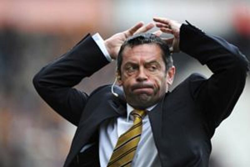 Hull manager Phil Brown looks frustrated.