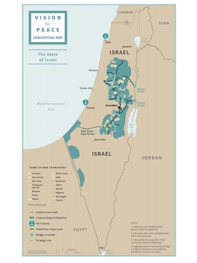 The State of Israel map from the "Peace to Prosperity" document.