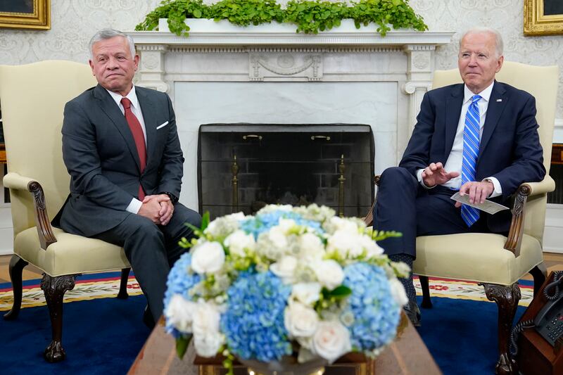 US President Joe Biden and Jordan's King Abdullah II met at the White House in July 2021. AP
