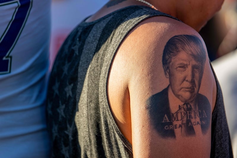 A Trump supporter sports a unique tattoo. AFP