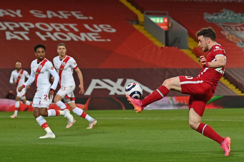 Diogo Jota - 6. The Portuguese buzzed around the area and forced Forster to save in each half. He gave the ball away too often and was substituted for Firmino in the 79th minute. AFP