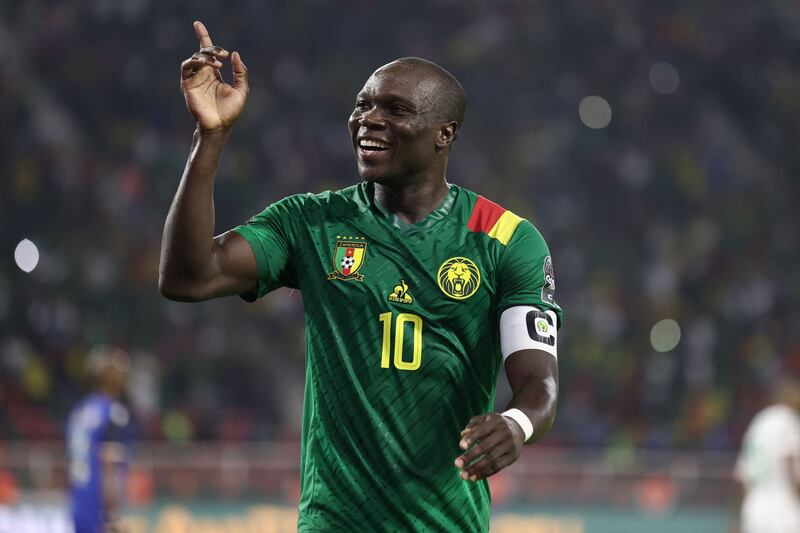Cameroon forward Vincent Aboubakar celebrates. AFP