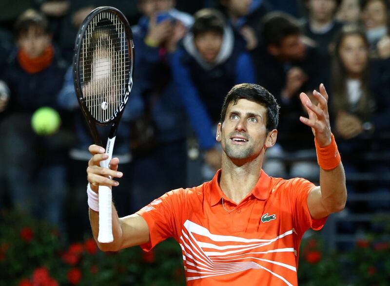 Tennis - ATP 1000 - Italian Open - Foro Italico, Rome, Italy - May 18, 2019   Serbia's Novak Djokovic celebrates winning his quarter final match against Argentina's Juan Martin del Potro   REUTERS/Matteo Ciambelli