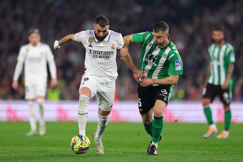 Karim Benzema of Real Madrid runs with the ball. Getty Images