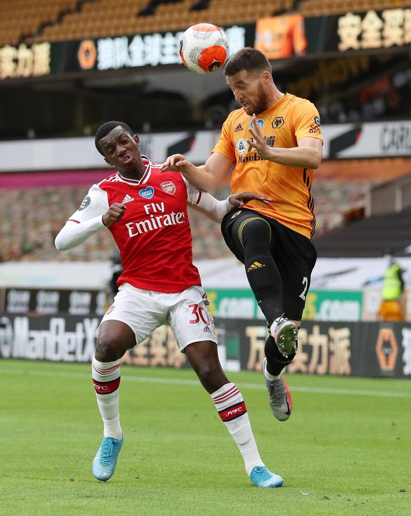 Eddie Nketiah - 7: Went close in first half when Wolves keeper Patricio saved with his leg to deflect the attacker's shot onto the post. Put in a good shift and constantly pressured the Wolves defenders. Reuters