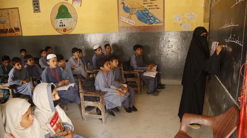 Teacher Sameena Gul during a lesson