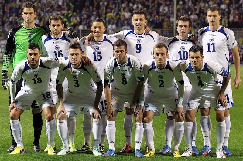 Bosnia team photo taken during World Cup qualifying on October 11, 2013. Fehim Demir / EPA