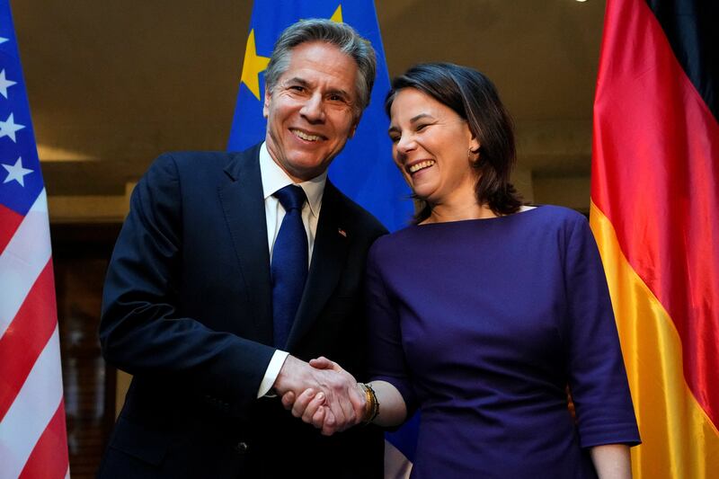 US Secretary of State Antony Blinken meets German Foreign Minister Annalena Baerbock. Reuters