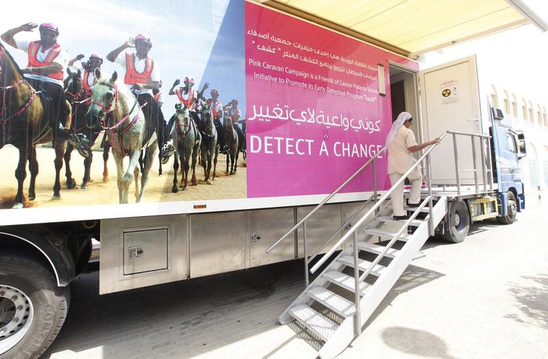 A mammography mobile unit offers breast cancer tests.  Jeffrey E Biteng / The National 