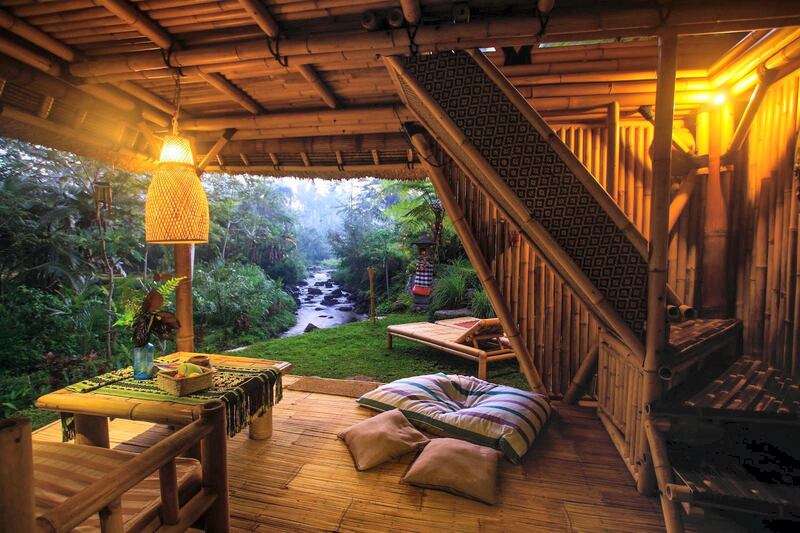 4. This Airbnb bamboo hideout is a unique eco-stay hidden in the mountains near the Gunung Agung volcano in Bali, Indonesia.