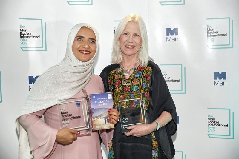 Author Jokha Alharthi and Marilyn Booth at the Man Booker prize awards.