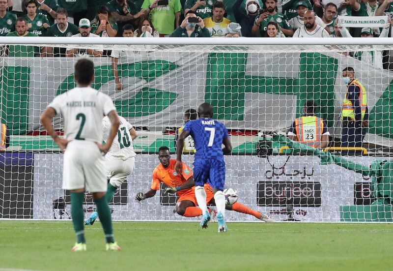 Raphael Veiga of Palmeiras scores from the penalty spot. 